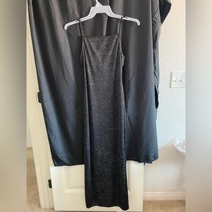 Sparkle Black Slip Dress with Thin Straps